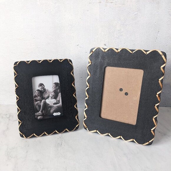 Mud Pie 5x7 White Beaded Wood Frame